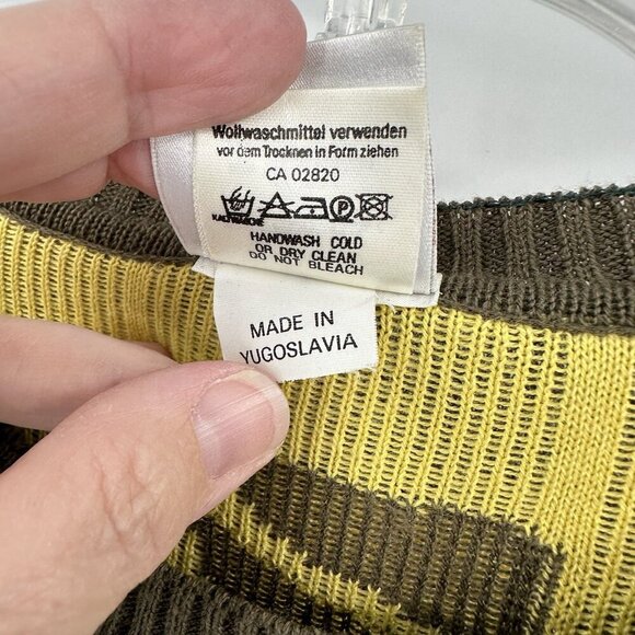 Y2K MONDI sweater cotton knit geometric print crewneck pullover retro US M 40 - Picture 7 of 8